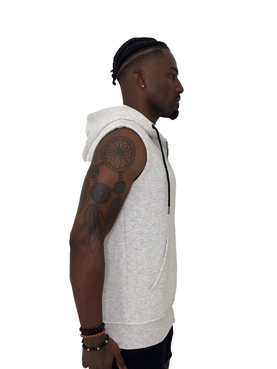 Gray Sleeveless Vest with Hoodie by Limited Manchester – glynn 