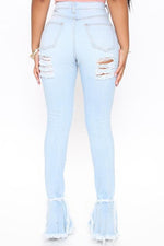 What You Mean Flare Leg Jeans - Light Blue Wash