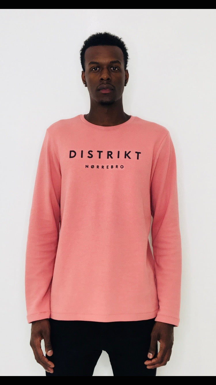 Men 'Distrikt' Pink Long-sleeve T-Shirt with long sleeves by Brit Boss - Brit Boss 