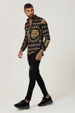 Hermano Gold Tiger Satin Shirt Versace Style