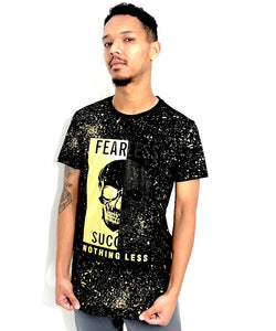 Man Fear Skull T-shirt Black and Gold - Brit Boss 