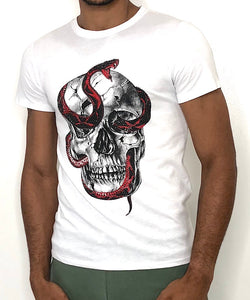 Man White Fit Skull T-Shirt by Brit Boss - Brit Boss 