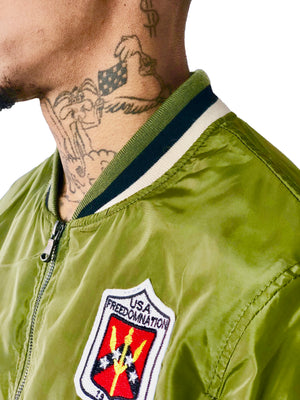 Men Bomber Jacket Patches Army Green by Brit Boss - Brit Boss 