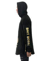 Men Black Hoodie with Gold Wings Sweater by Brit Boss - Brit Boss 