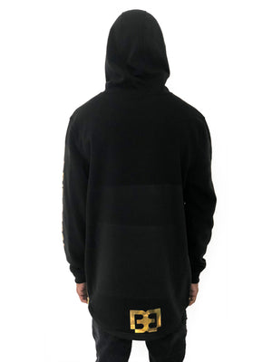 Men Black Hoodie with Gold Wings Sweater by Brit Boss - Brit Boss 