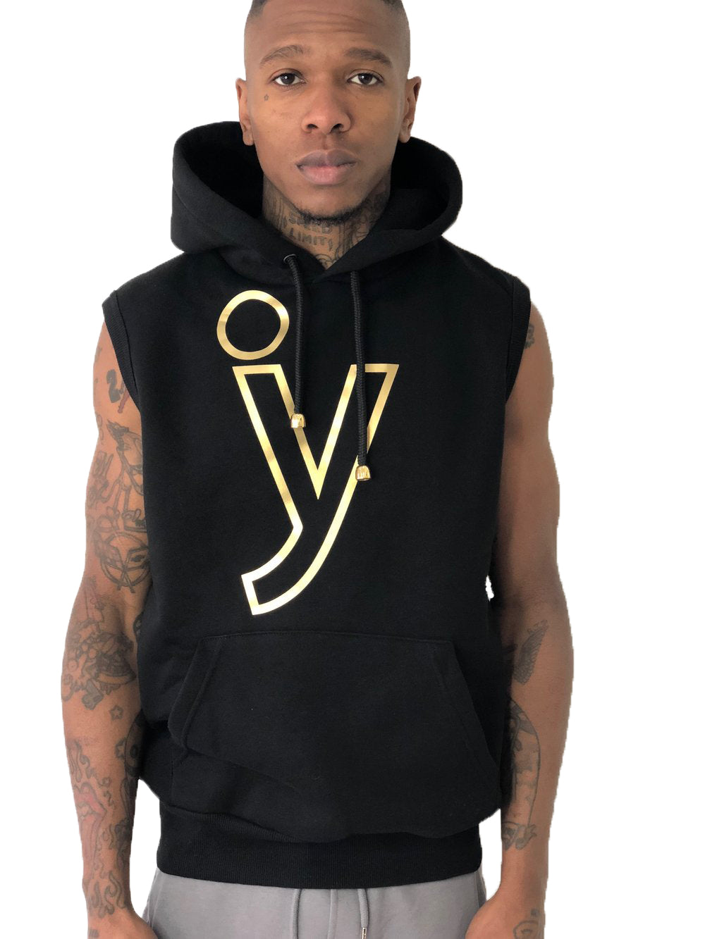 Black Sleeveless Hoodie by iacobuccyounes Italy - Brit Boss 