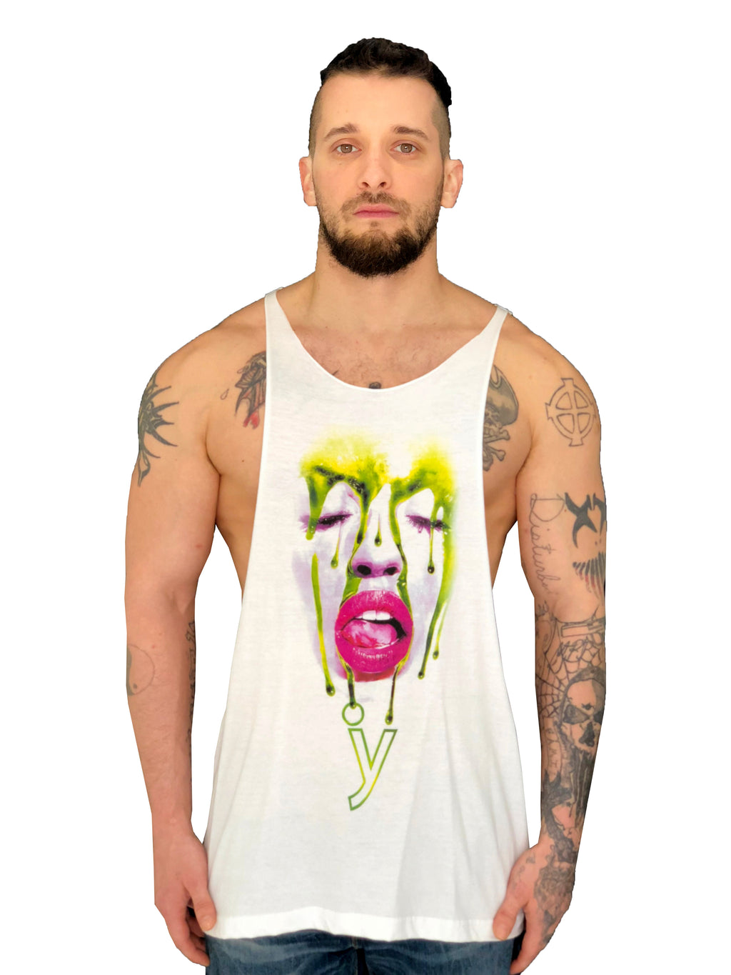 Men Tank top "Face"  Messy Make Up White by iacobuccyounes Italy Raw - Brit Boss 