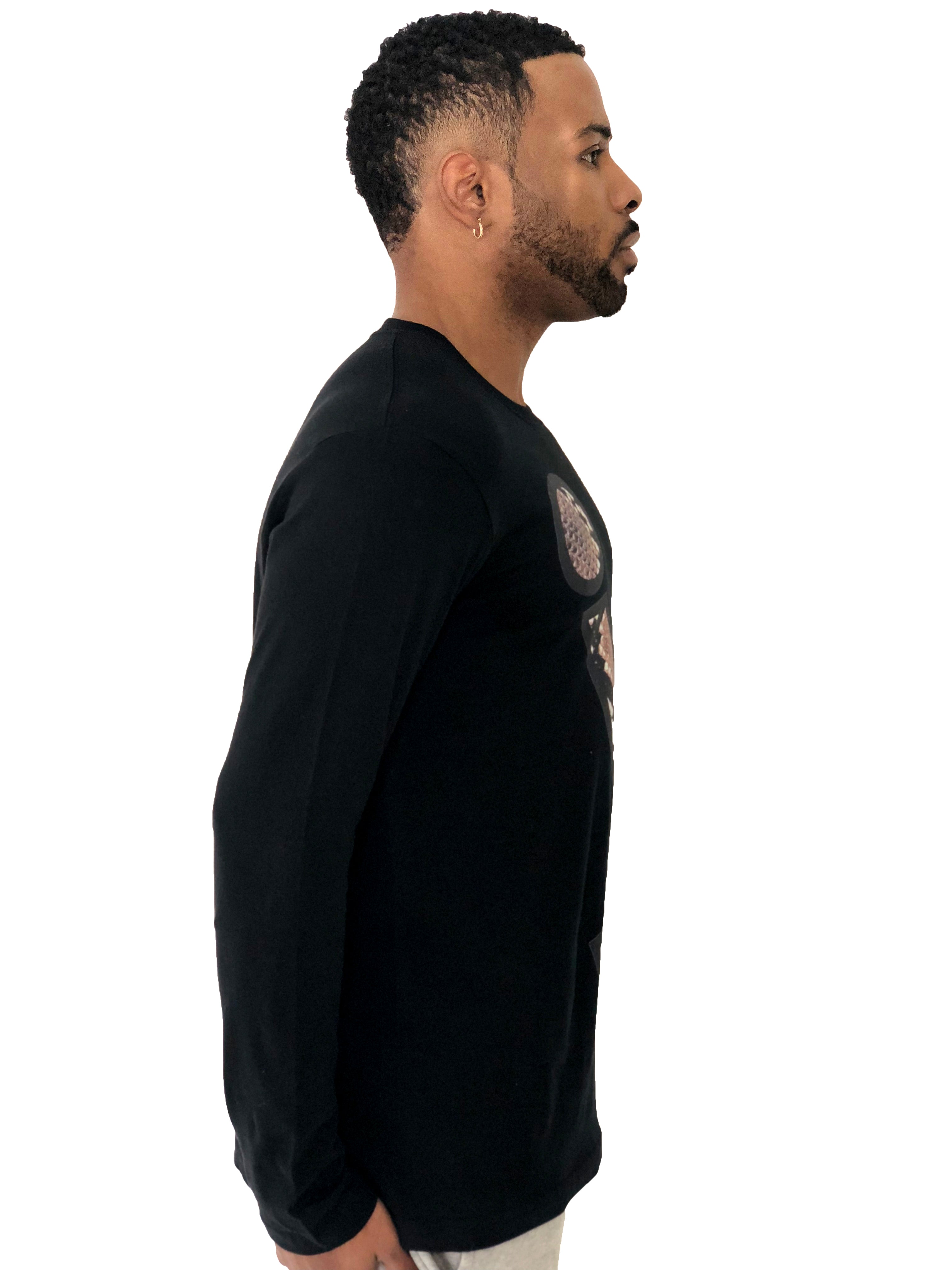 Men T-Shirt "Snake Texture Logo" Long Sleeved Black by iacobuccyounes Italy - Brit Boss 