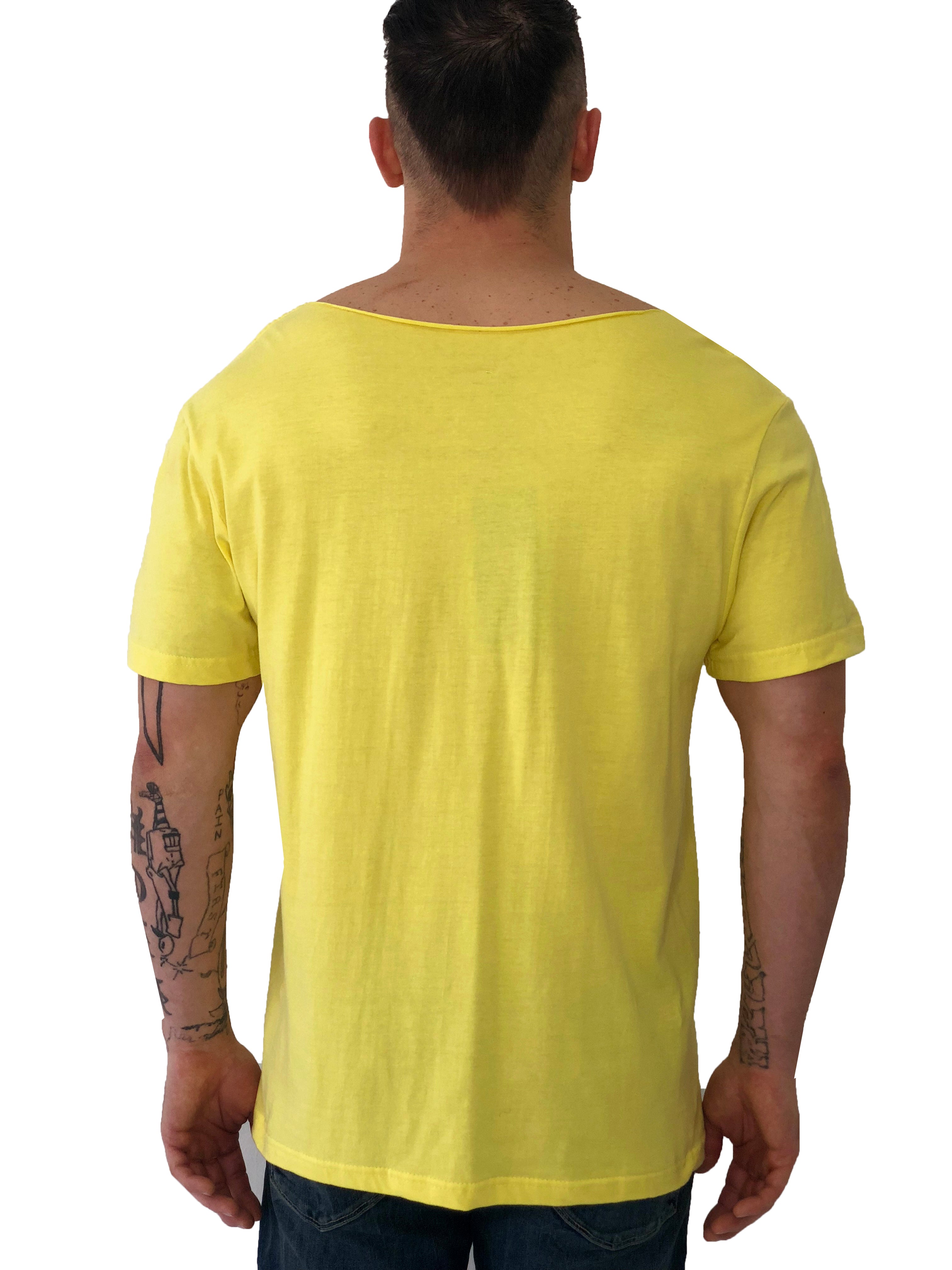 Men T-Shirt "La Demence" Face Yellow by iacobuccyounes Italy - Brit Boss 
