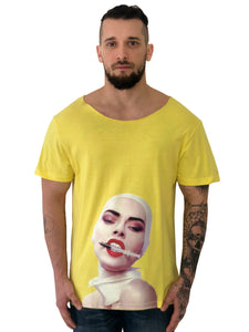 Men T-Shirt "La Demence" Face Yellow by iacobuccyounes Italy - Brit Boss 