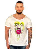 Men White T-Shirt "Face" Messy Make Up by iacobuccyounes Italy Raw - Brit Boss 