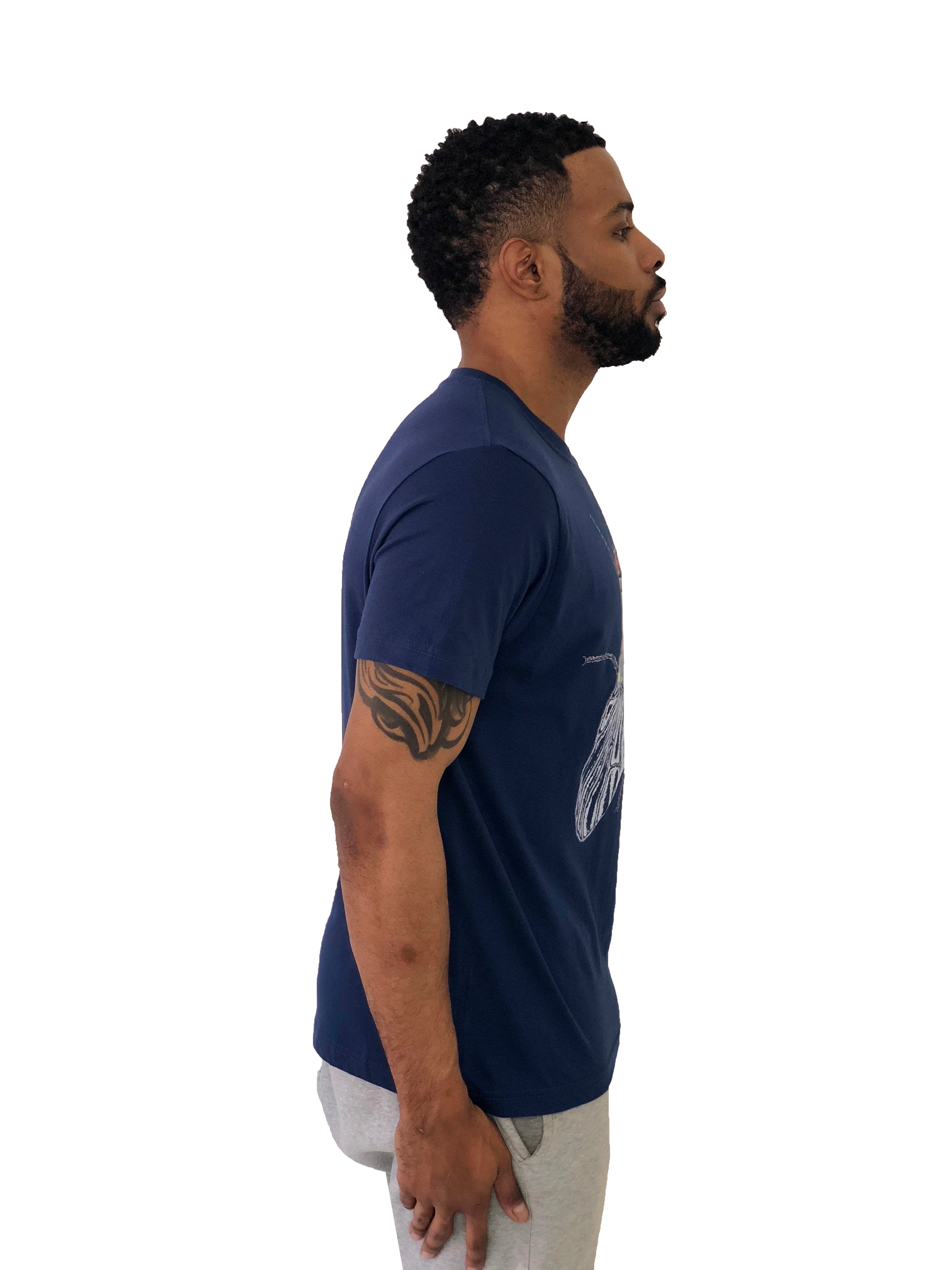Men T-Shirt "Fly" Short Sleeved Navy Blue by iacobucyounes Italy - Brit Boss 