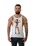 Men T-Shirt Muscle "Pinup" White  by lacobuccyounes Italy - Brit Boss 