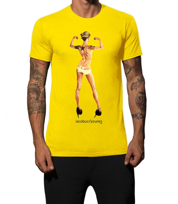 Men T-Shirt Muscle "Pinup" Yellow  by iacobuccyounes Italy - Brit Boss 