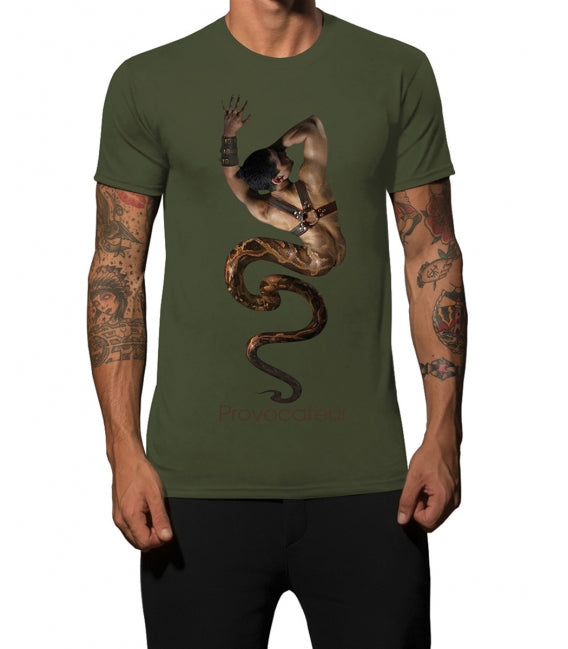 Men T-Shirt "Provocateur Inspired Leather Bondage Harness " Green by iacobuccyounes Italy - Brit Boss 