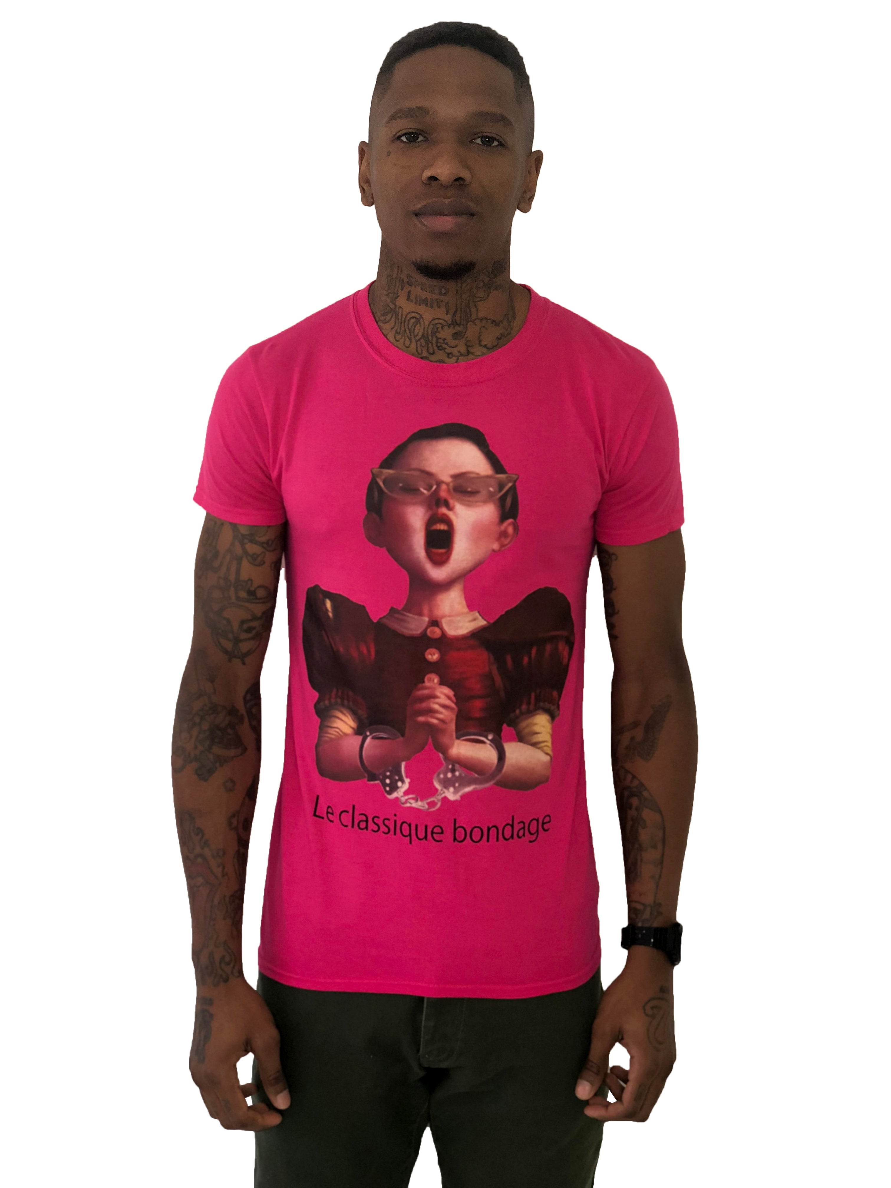 Men T-Shirt Classic bondage woman Pink By iacobuccyounes Italy - Brit Boss 