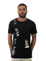 Men T-Shirt Layered Holes Black by Brit Boss - Brit Boss 