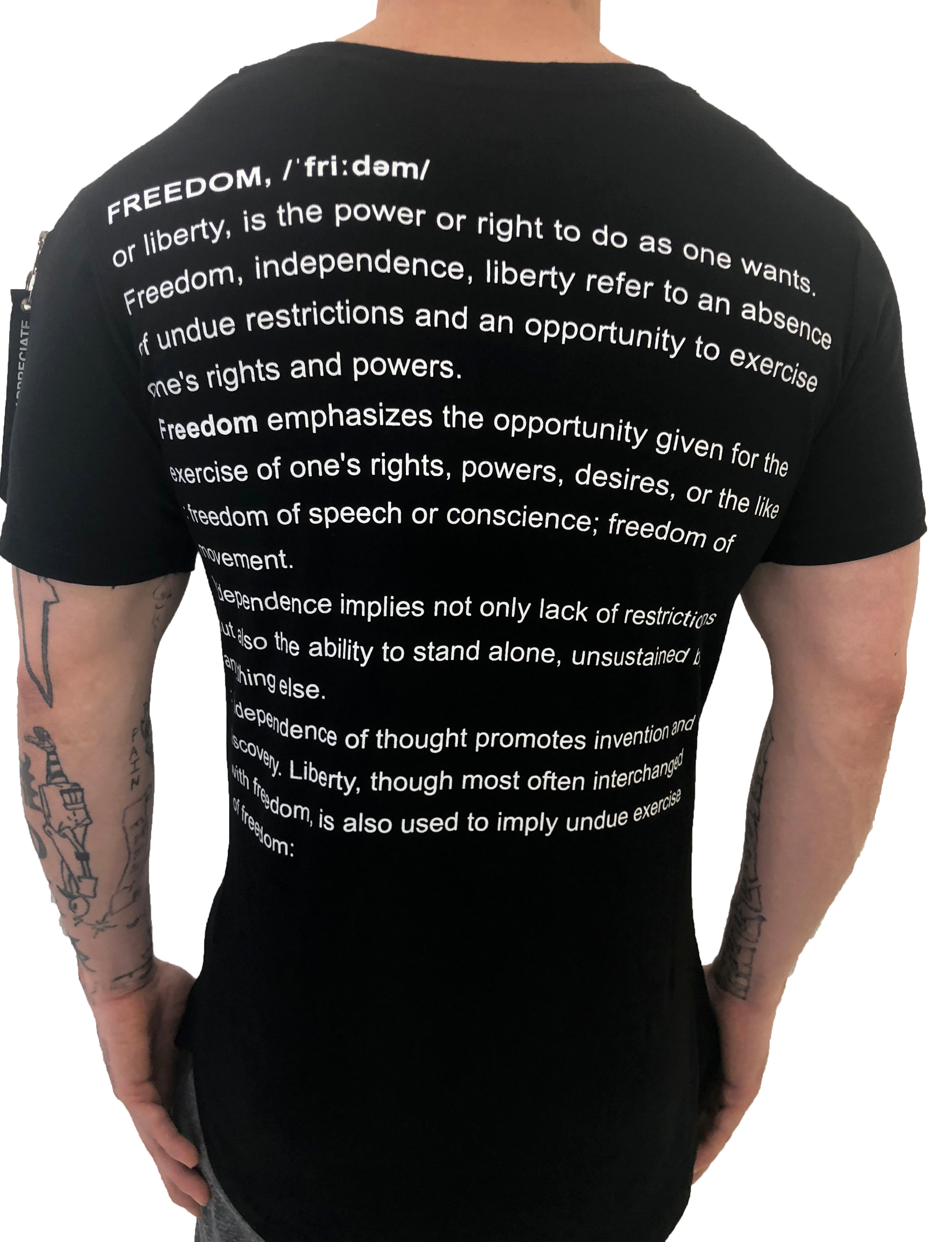 Men T-Shirt "Freedom" Zipper Detailed Black by Religion U.K. - Brit Boss 