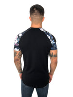 Men T-Shirt "Exotic Raglan" Floral Sleeves Black By Sinners Attire - Brit Boss 